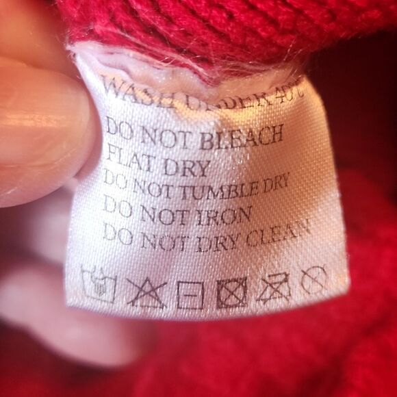 Cable Knit Turtleneck Long Sleeve Knee Length Sweater Dress, Medium, Holiday Red - Picture 8 of 8